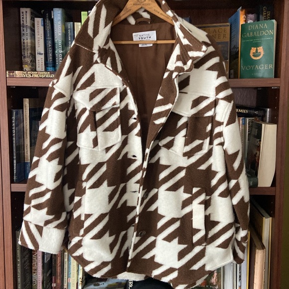 Native Youth Jerrod Houndstooth Shirt Jacket Women's Size L - Picture 11 of 13